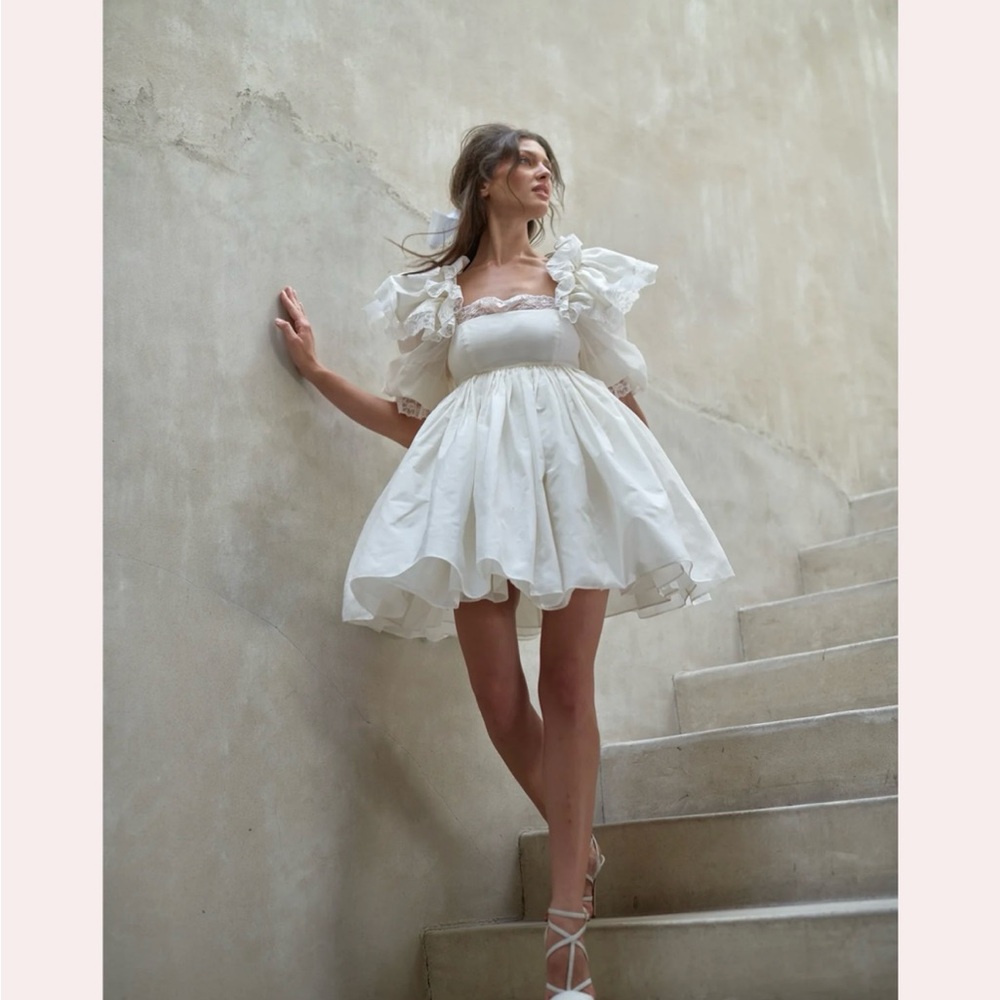 Elegant Ivory Ruffle Dress